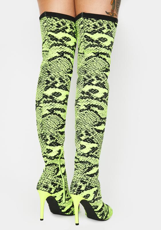 green snakeskin booties