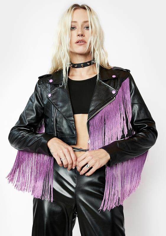 purple fringe jacket
