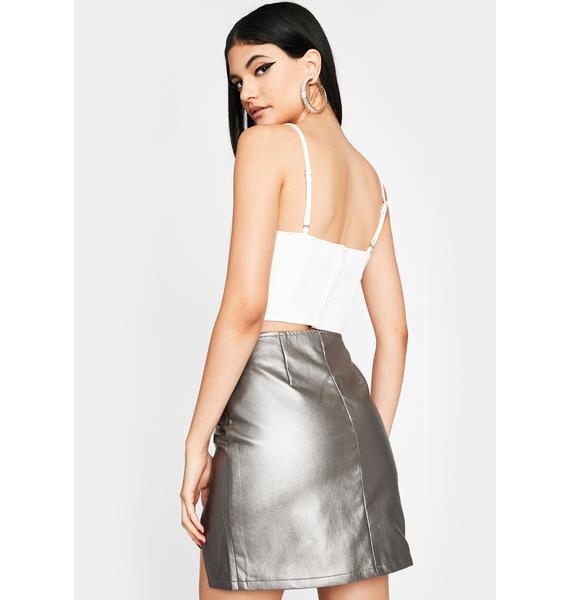 Silver Chrome Side Slit Mini Skirt | Dolls Kill