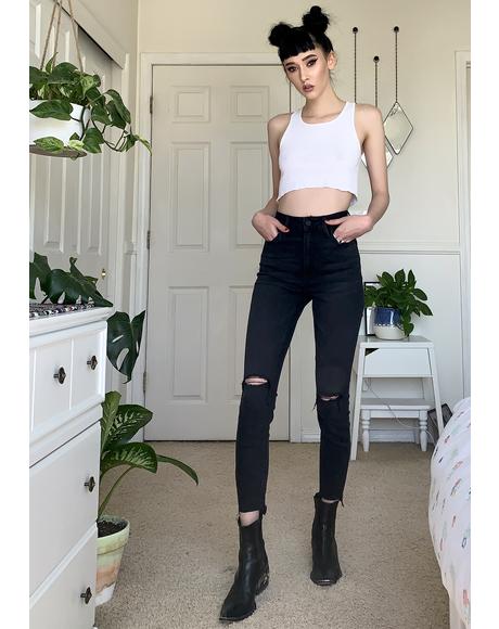 Black Step Hem Skinny Jeans