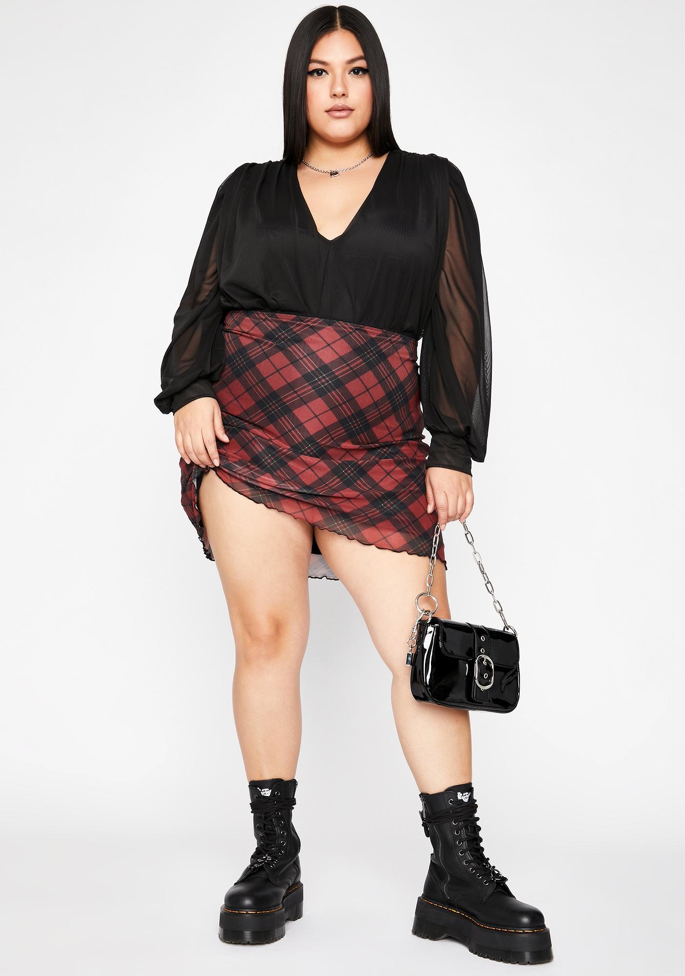Plus Size Bodysuit Blouse Sheer Long Sleeves V-Neck Black | Dolls Kill