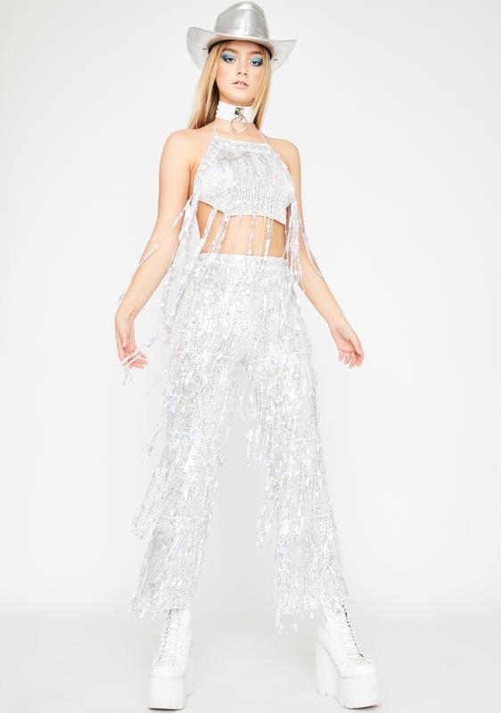 sequin two piece pants set