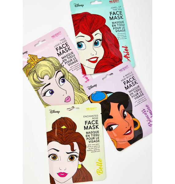 Disney Princess Aurora Belle Ariel Jasmine Face Mask Set | Dolls Kill