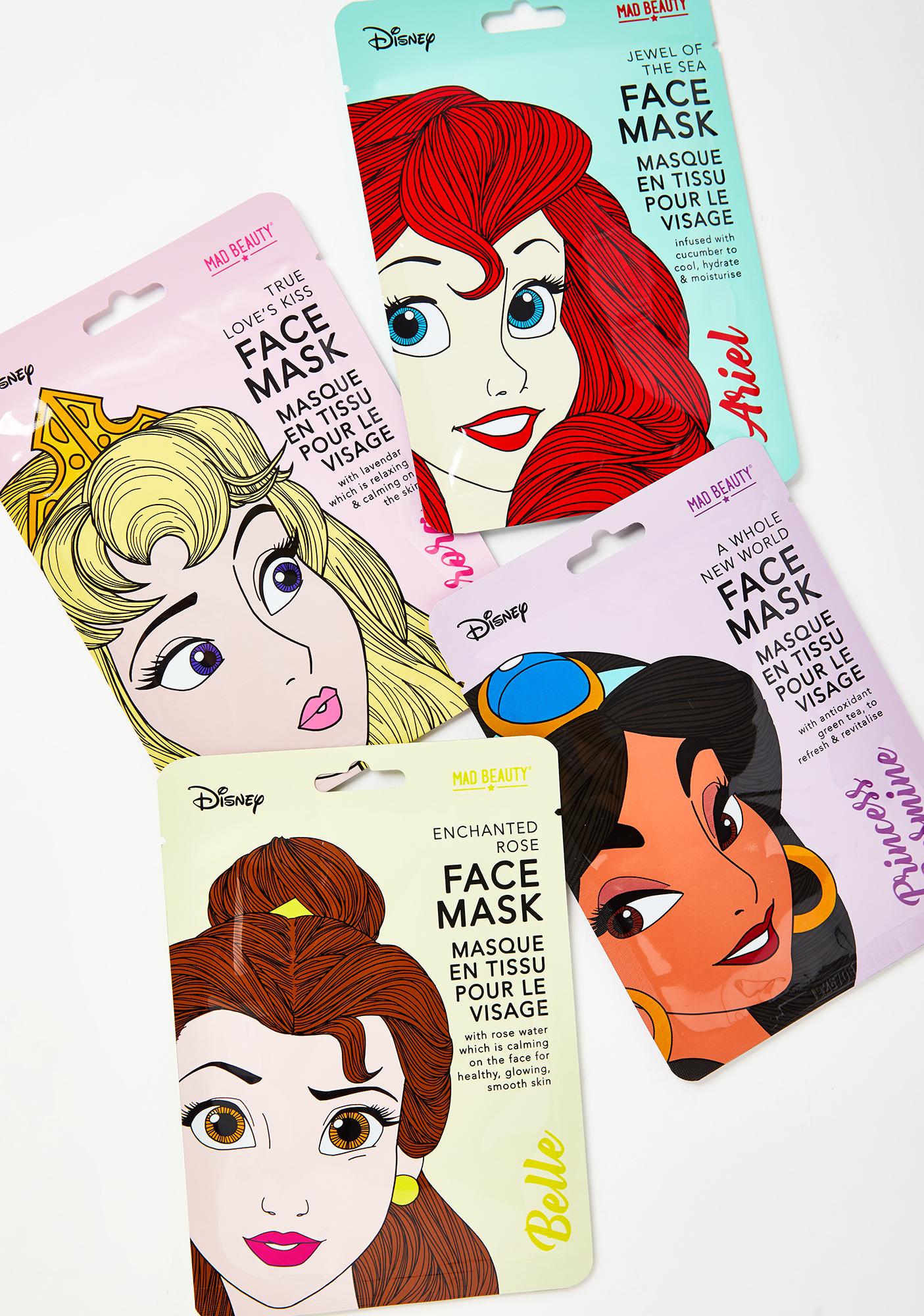 Disney Princess Aurora Belle Ariel Jasmine Face Mask Set Dolls Kill