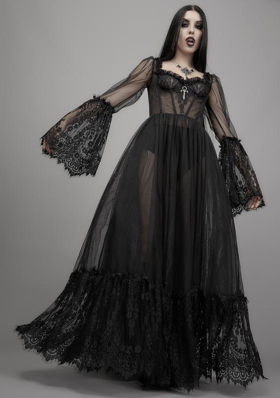 Widow Gothic Lace Bustier Long Sleeve ...
