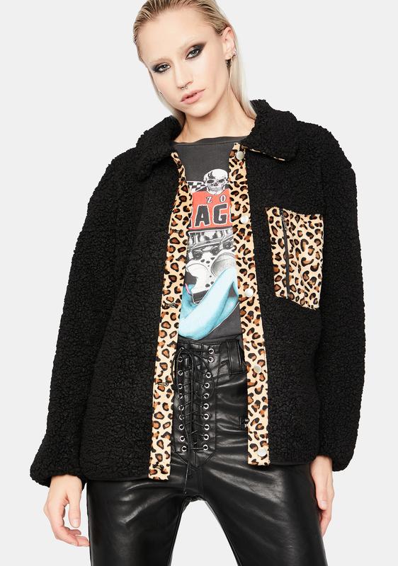 leopard trim jacket