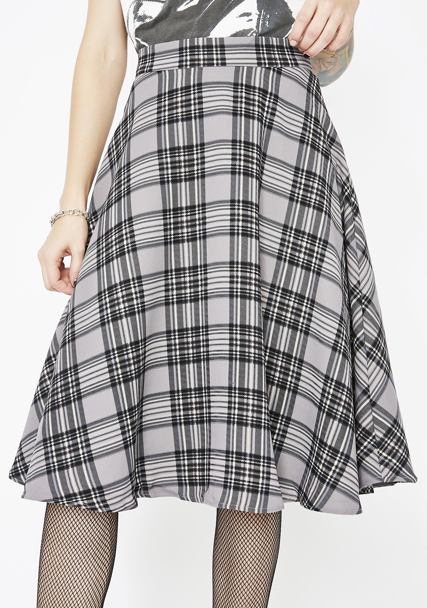 plaid a line midi skirt