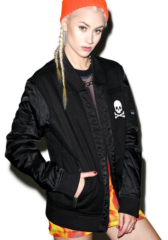 black fist bomber jacket