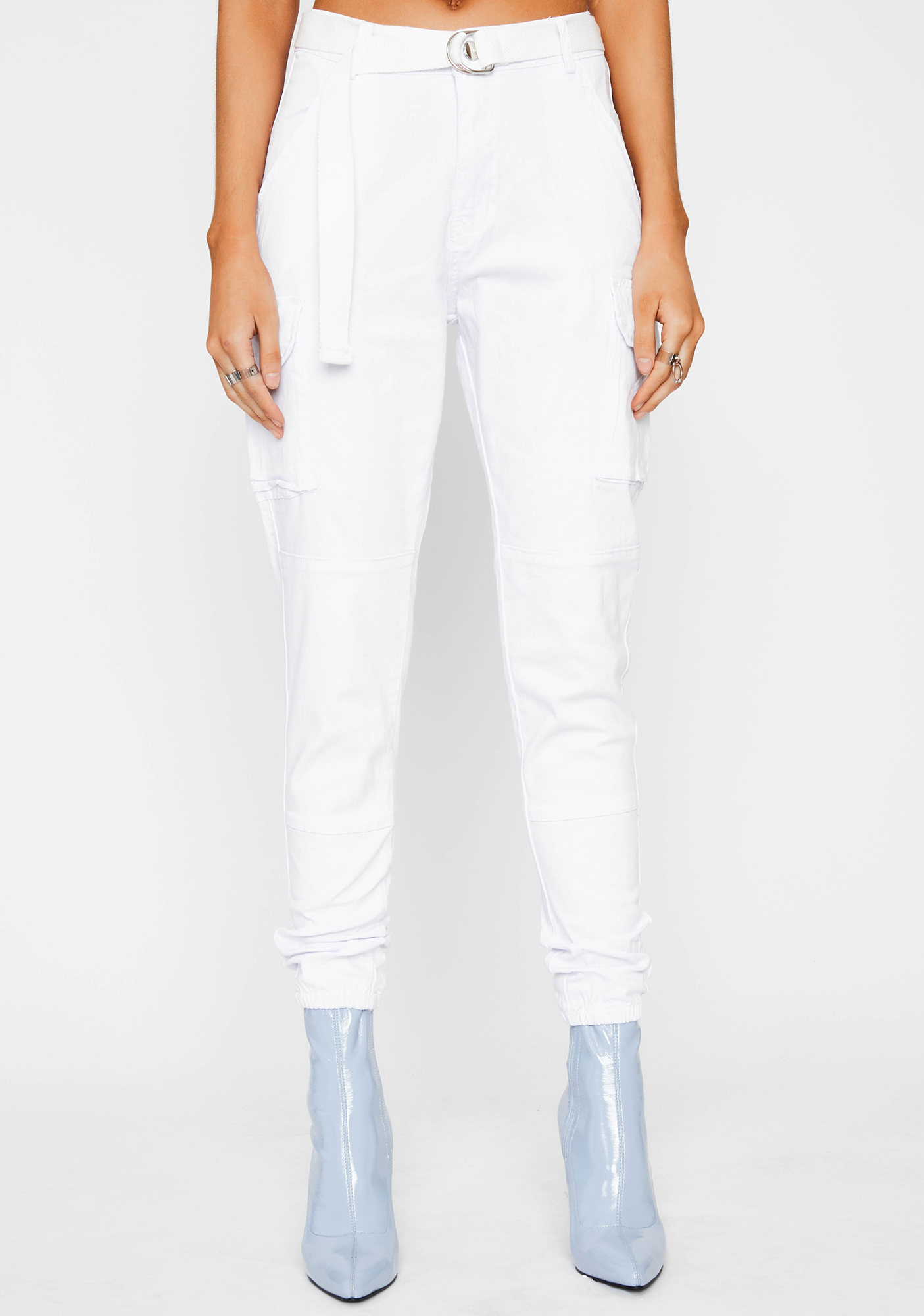 womens white cargo joggers