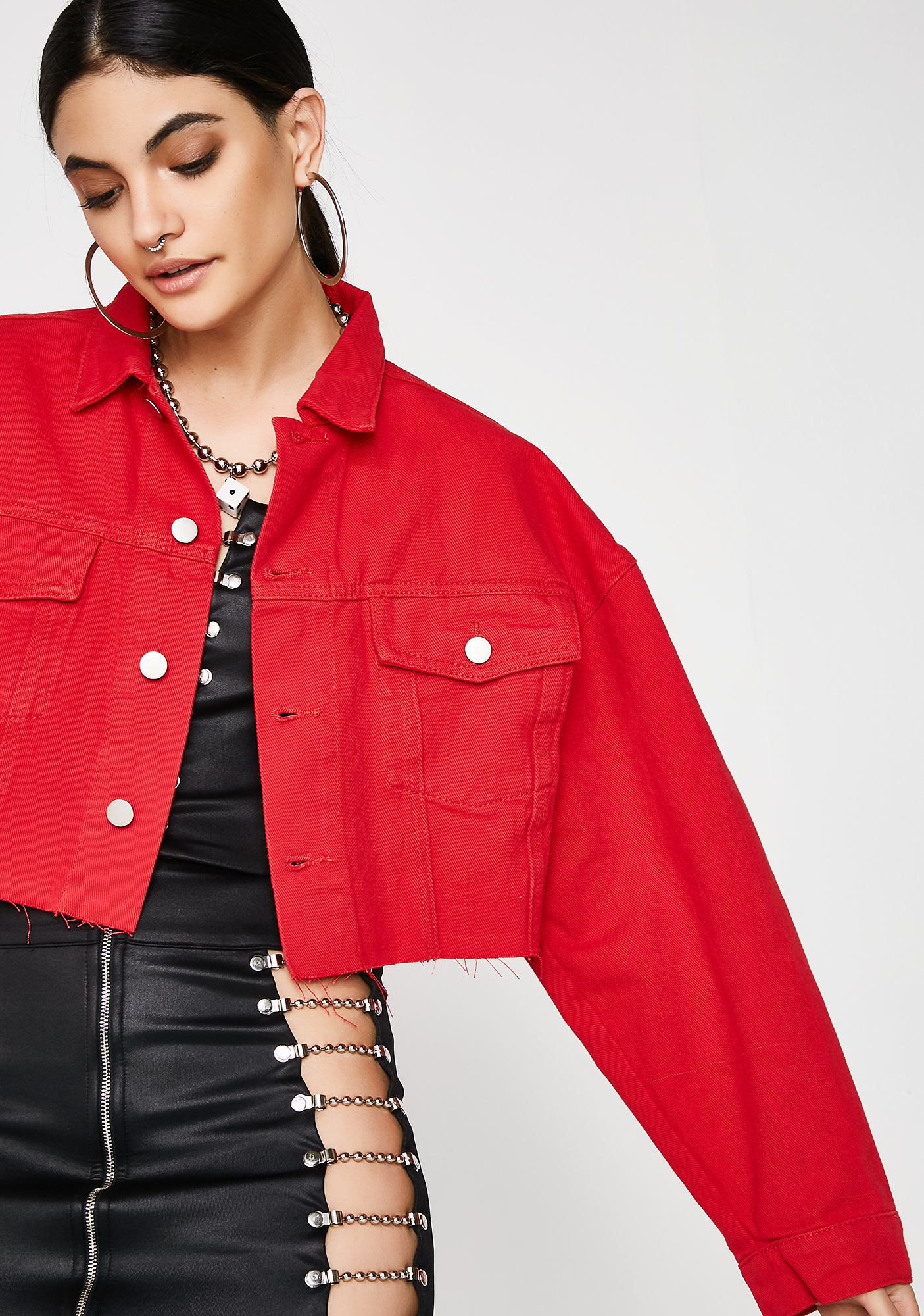 cropped red coat