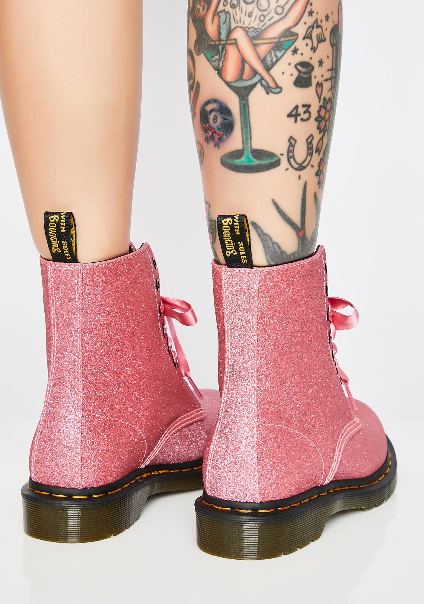 dr martens pink glitter boots