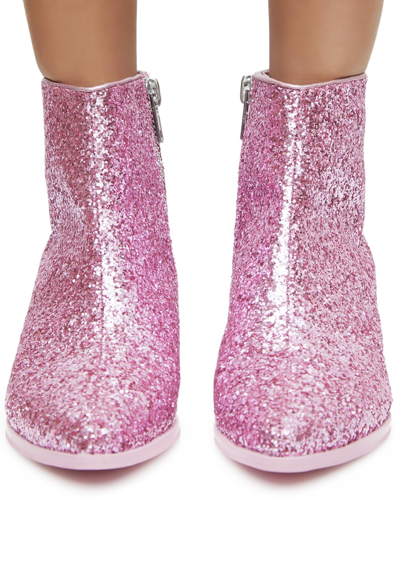 pink sparkle booties