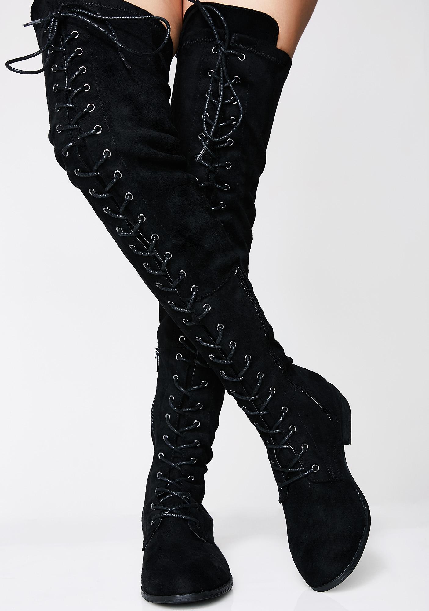 over the knee lace up boot