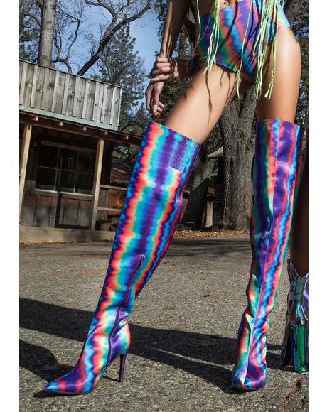 rainbow thigh high boots