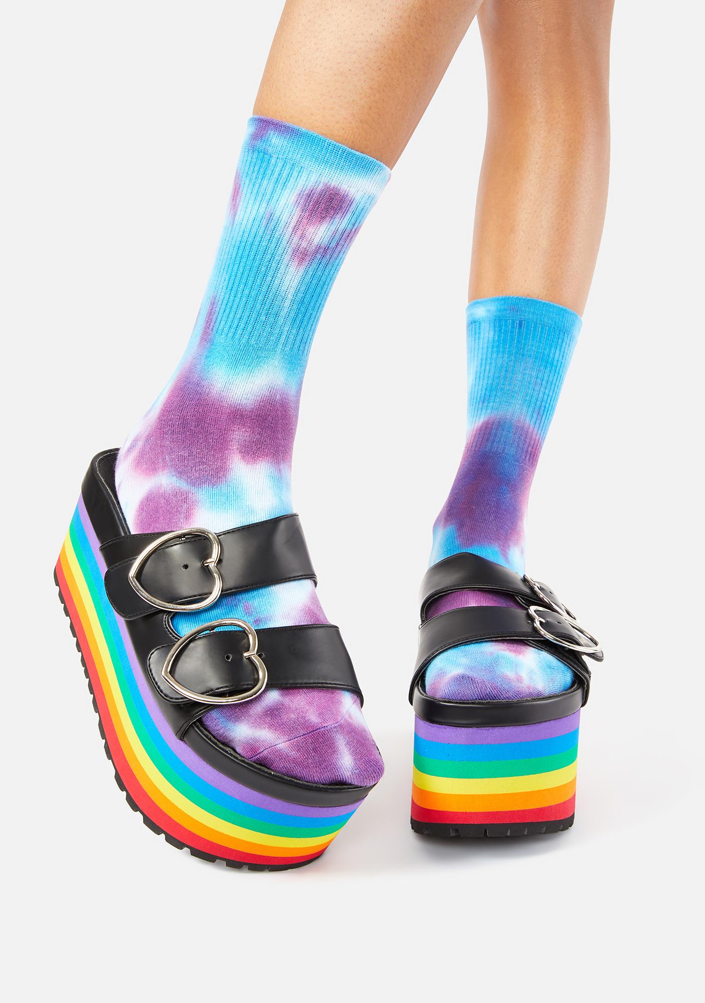 rainbow platform sandals