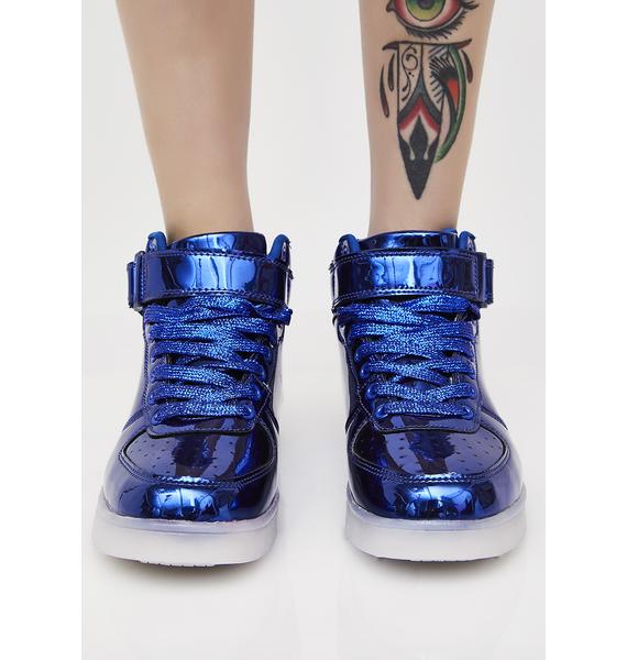 Metallic Blue Light Up Sneakers | Dolls Kill