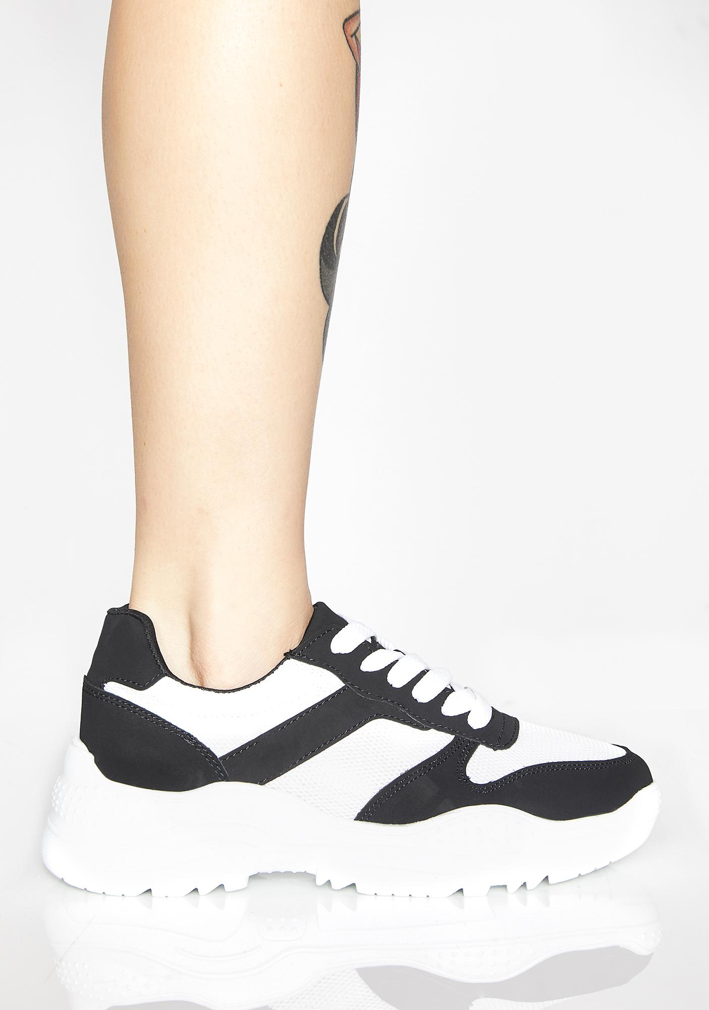 black and white chunky sneakers