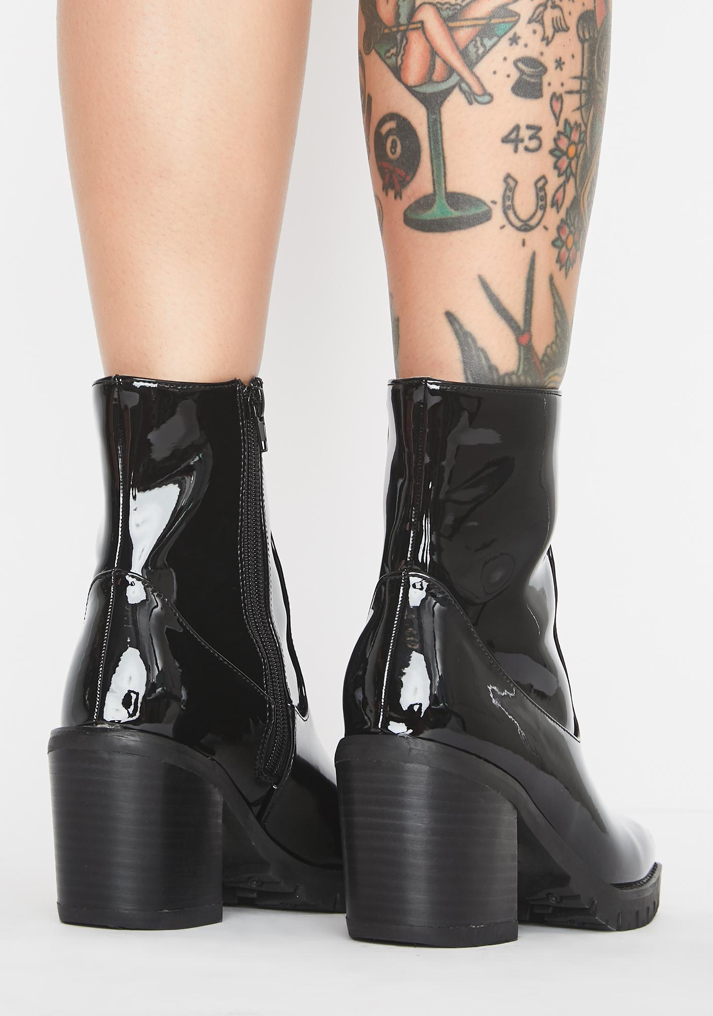 Patent Vinyl Ankle Boots Black | Dolls Kill