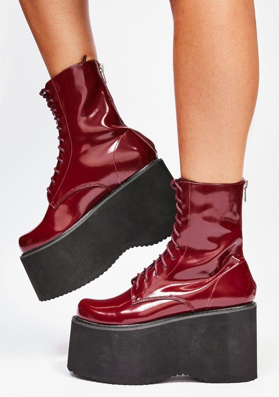 platform burgundy boots