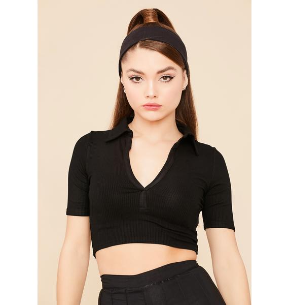 knitted polo crop top