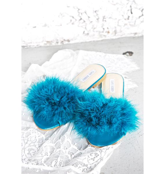 Blue Fluffy Slide Sandal Dolls Kill