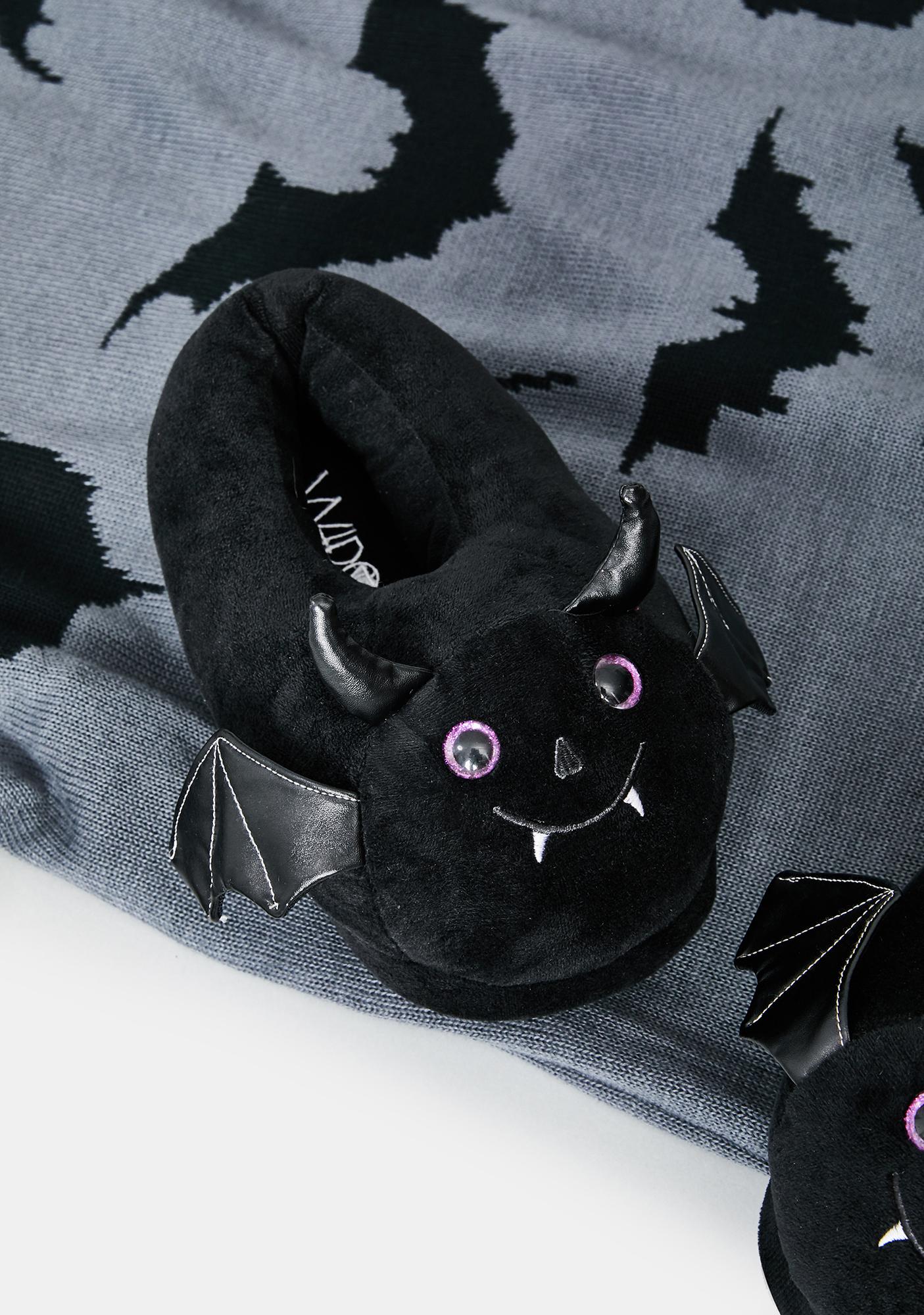 Widow Plush Bat Face Slippers Black Dolls Kill
