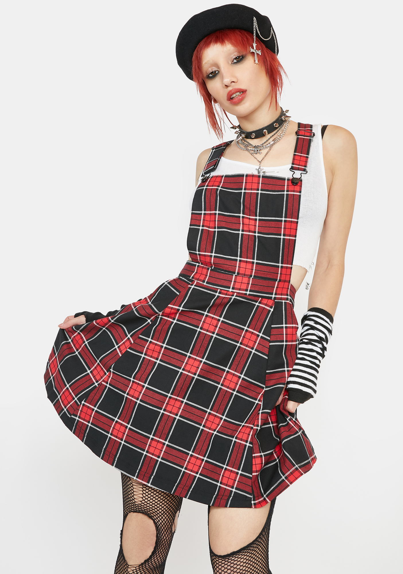 Black Friday Gothic Tartan Pinafore Dress | Dolls Kill