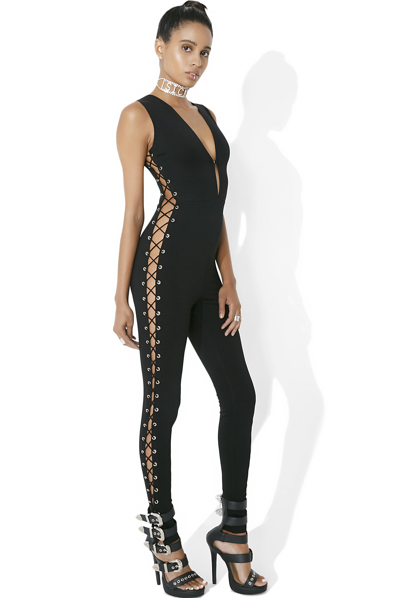 lace up catsuit