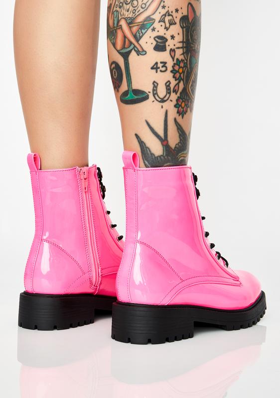pink combat boots