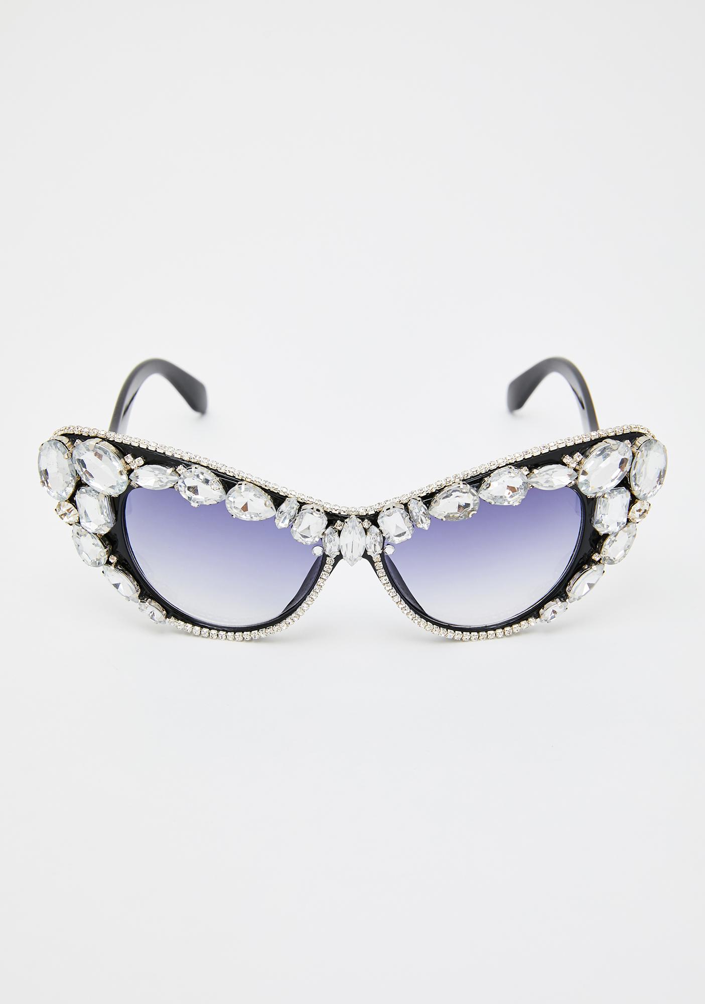 Oversized Bejeweled Rhinestone Cat Eye Sunglasses Dolls Kill 