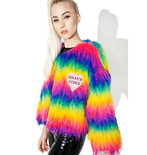 Isolated Heroes Rainbow Faux Fur Mini Coat | Dolls Kill