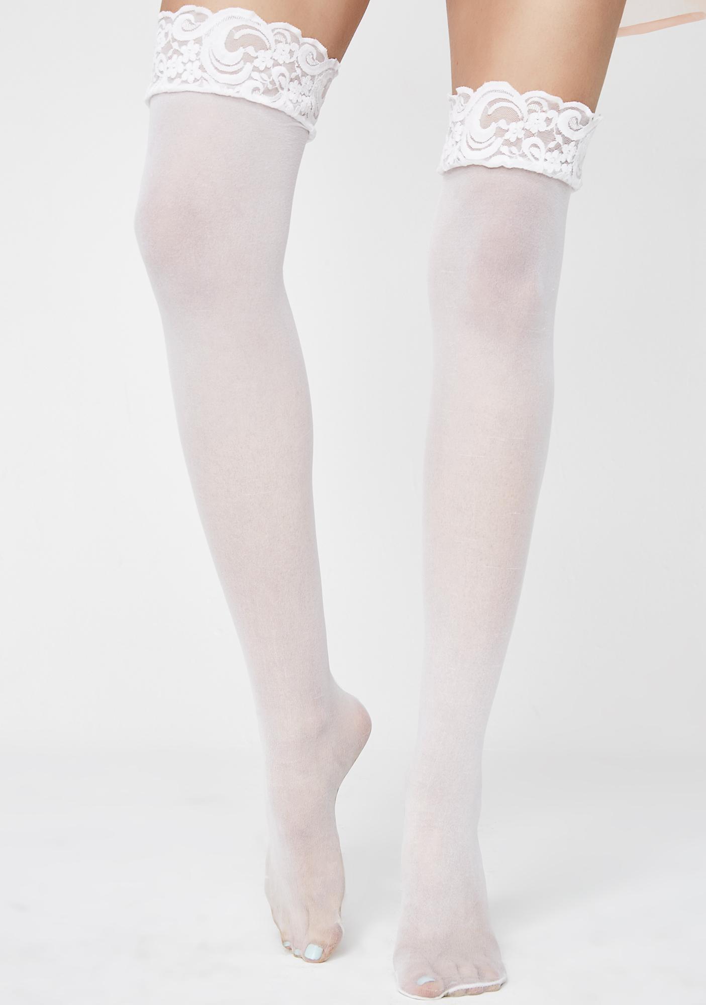 white knee high stockings