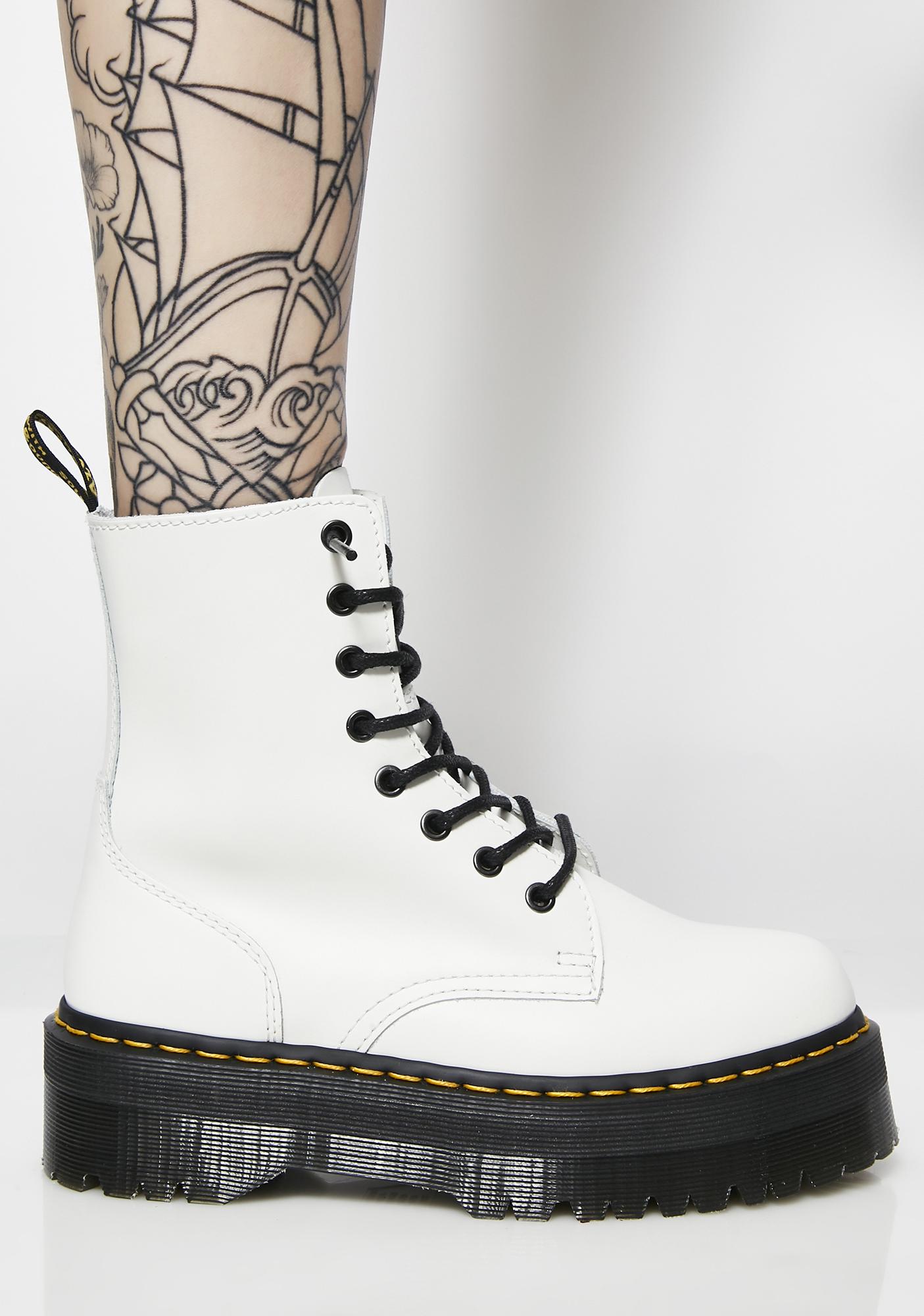 white dr marten style boots