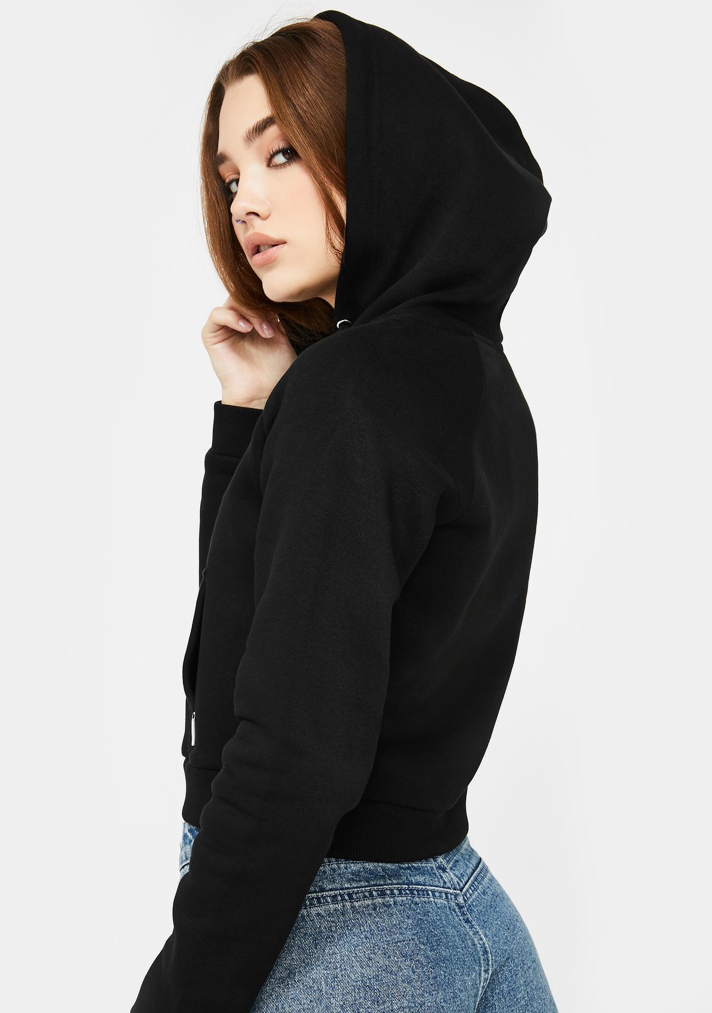 delias graphic zip up hoodie black | Dolls Kill