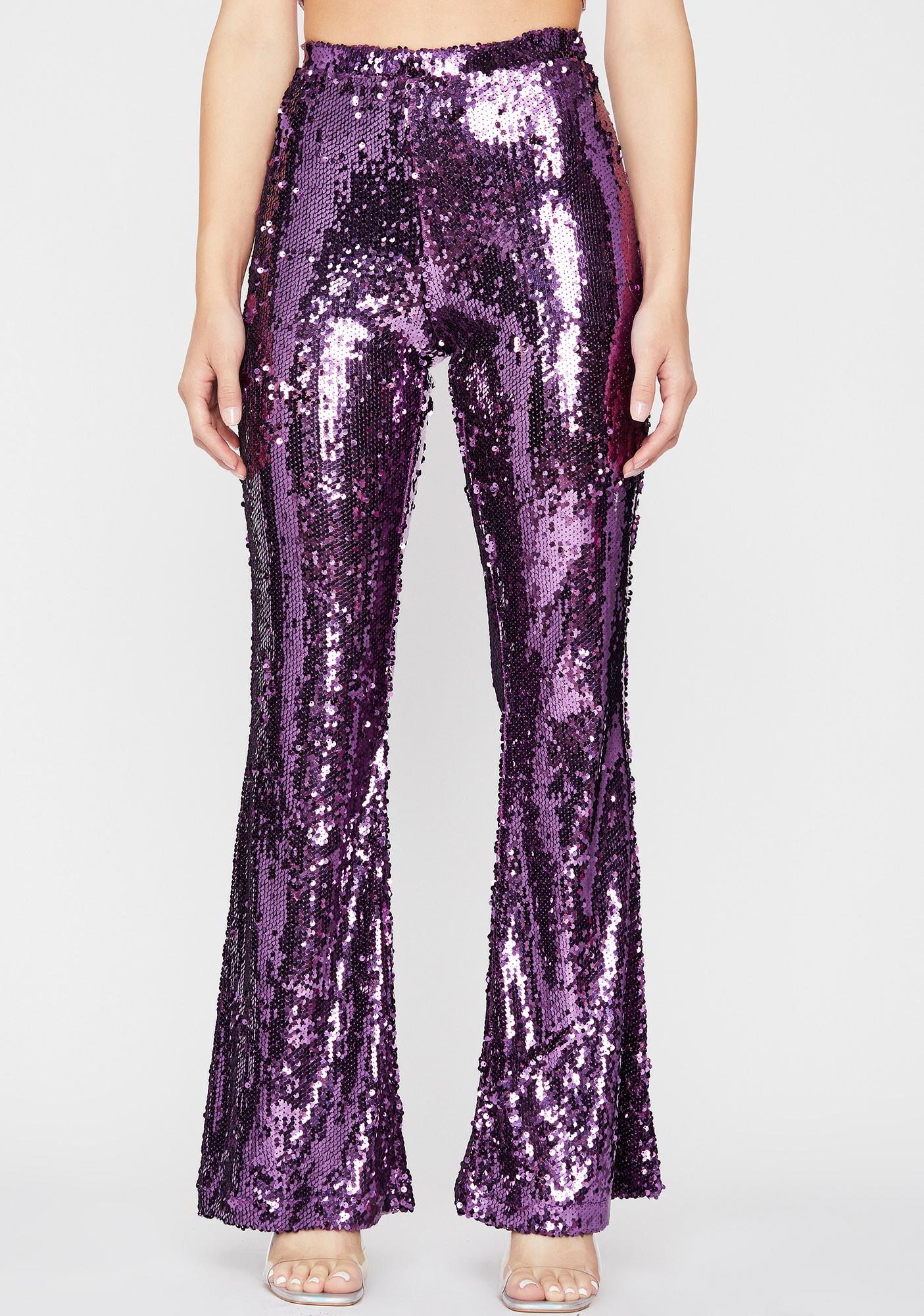 high waisted sequin flare pants