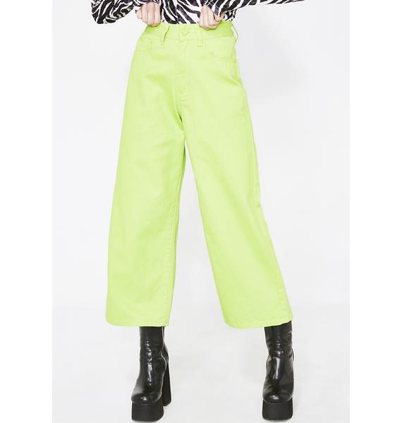wide lime jeans