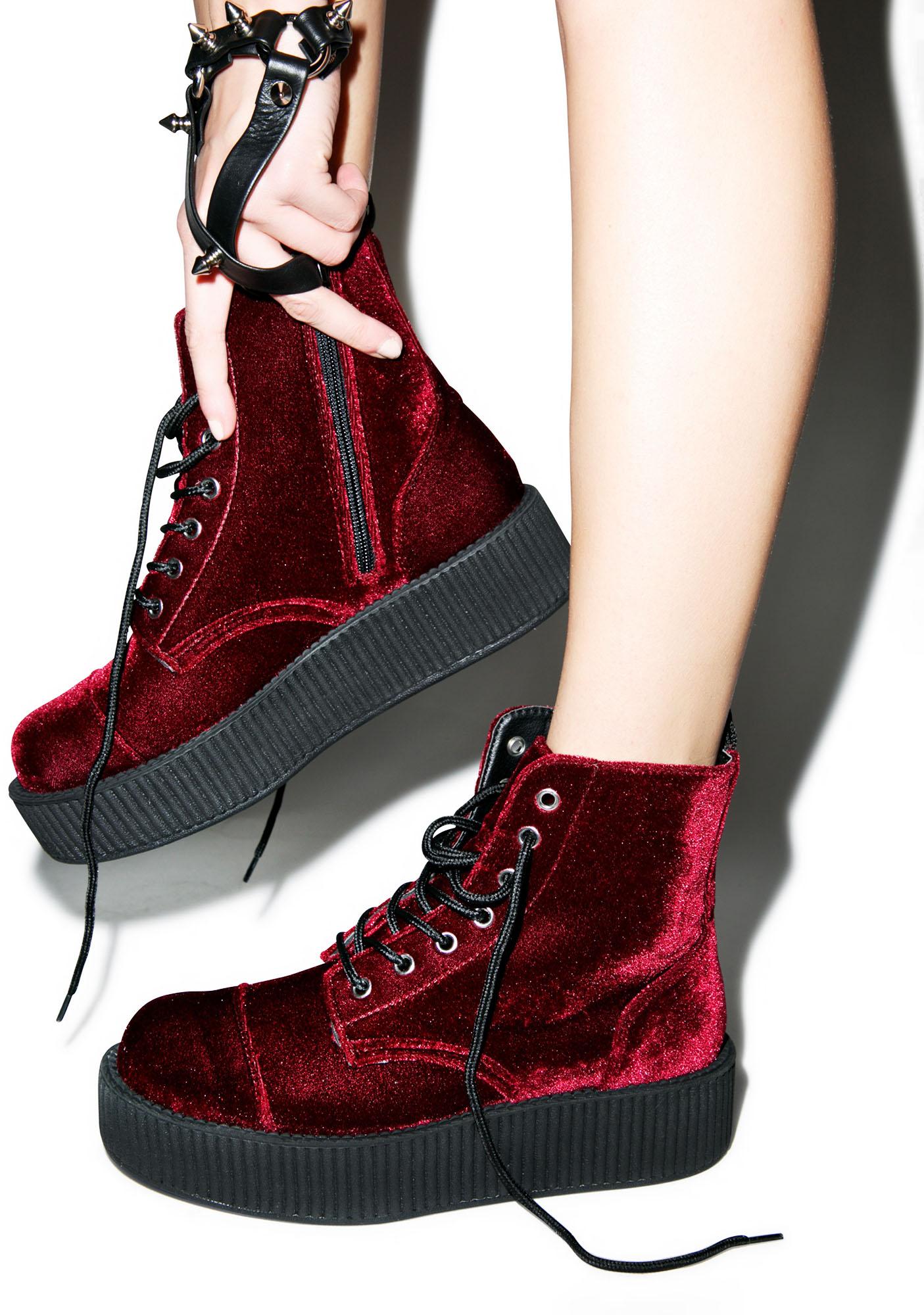 lamoda chunky creeper boots with pink hearts