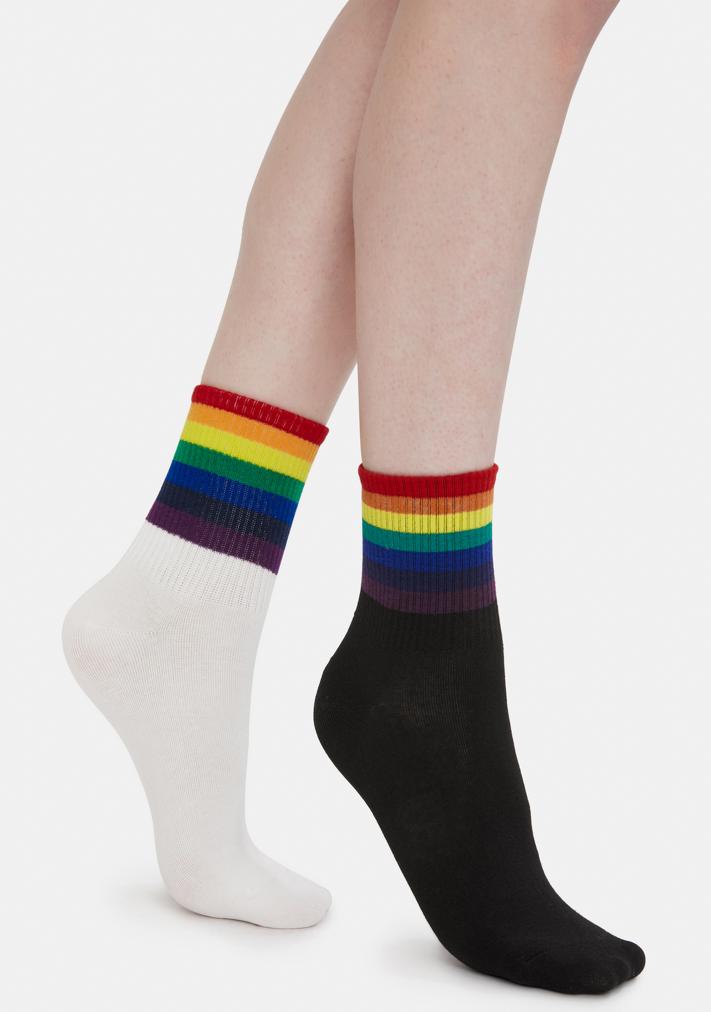 Vibrancy Rainbow Crew Socks Set | Dolls Kill
