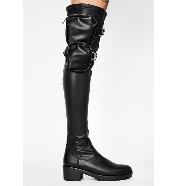 AZALEA WANG Eureva Utility Knee High Boots | Dolls Kill