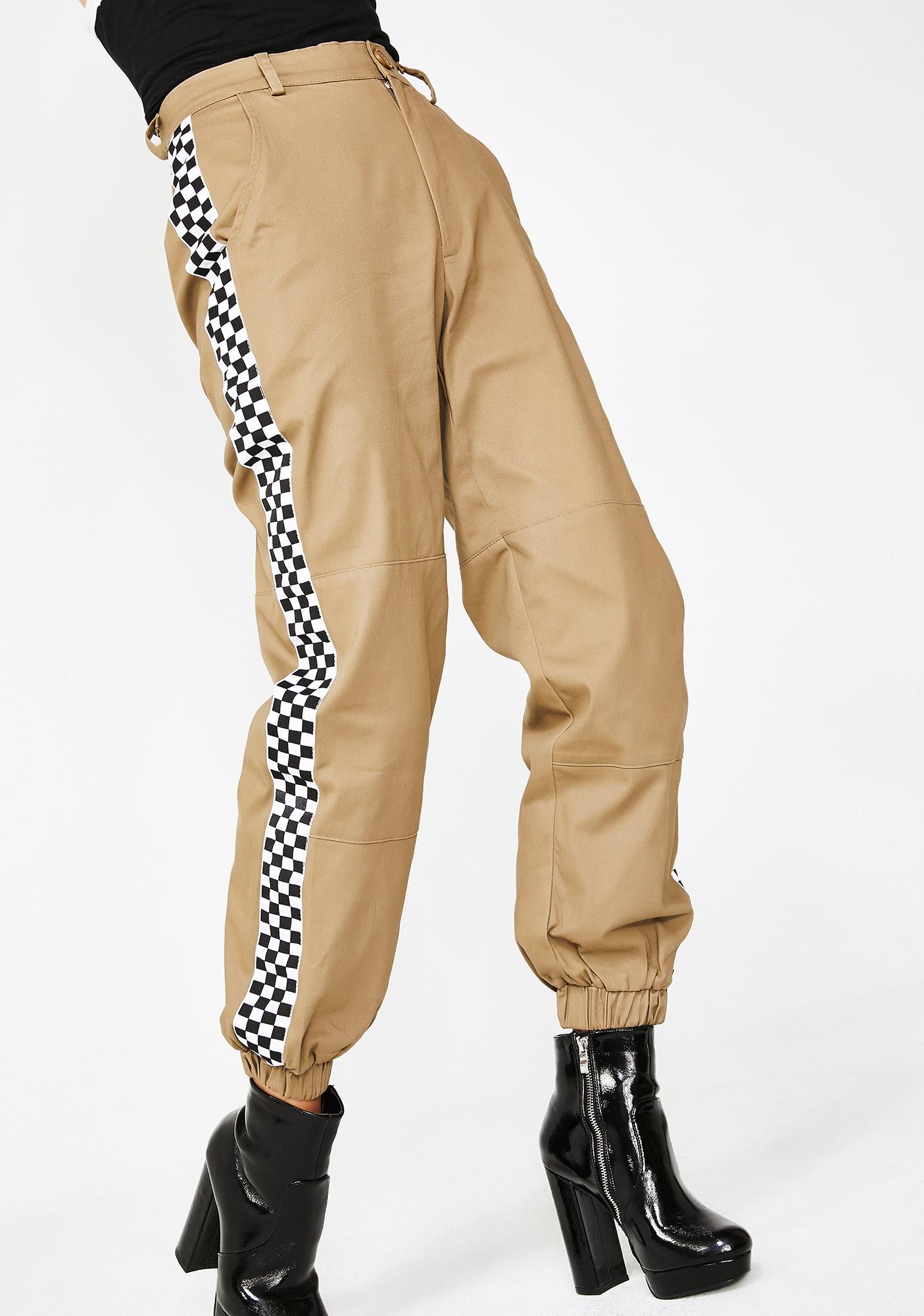 joggers with checkered sides