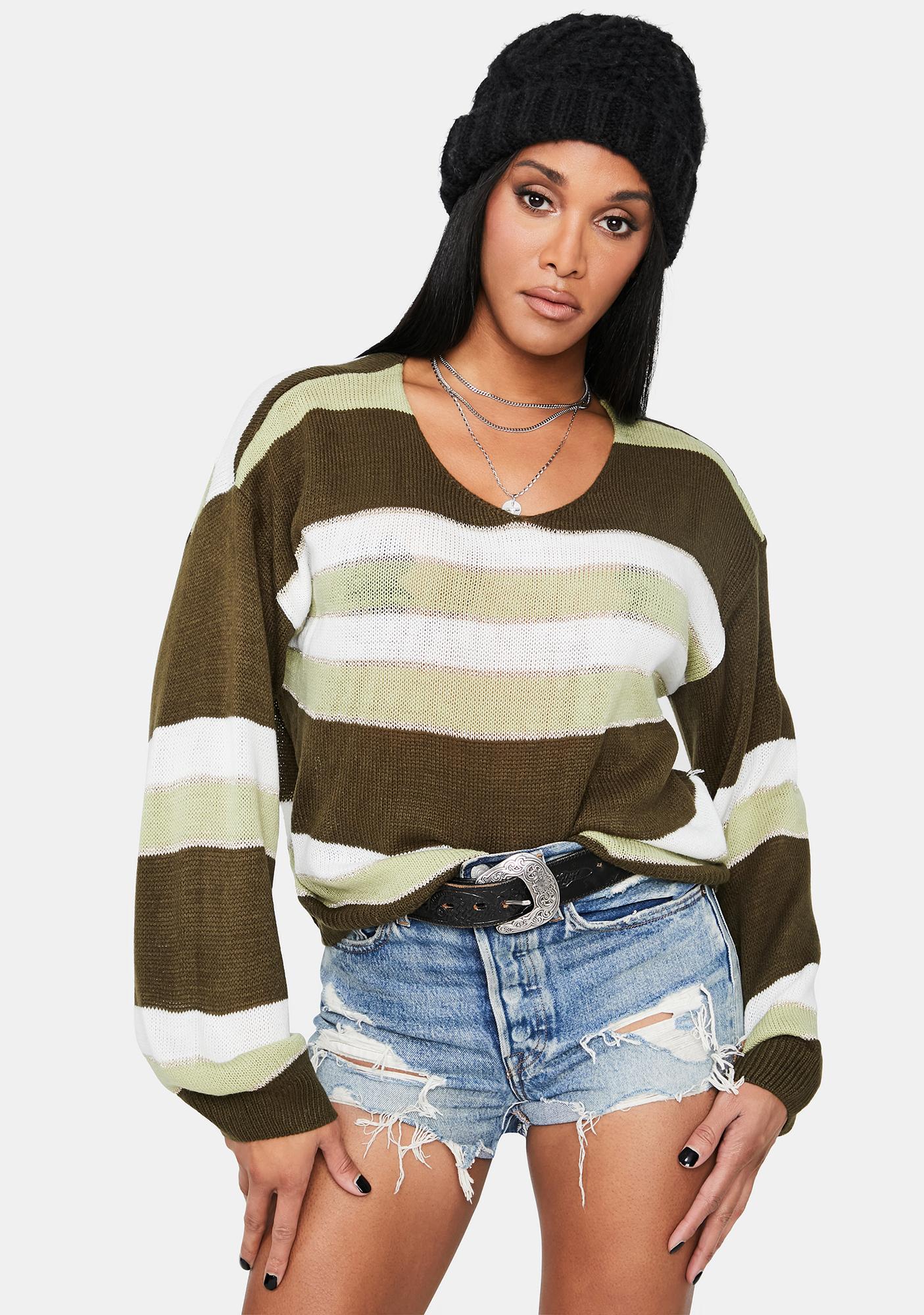 aliexpress green striped sweater