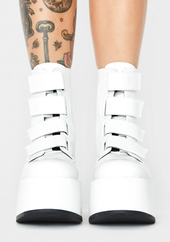 white velcro boots