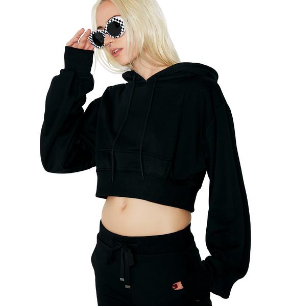 Black Cropped Pullover Hoodie | Dolls Kill