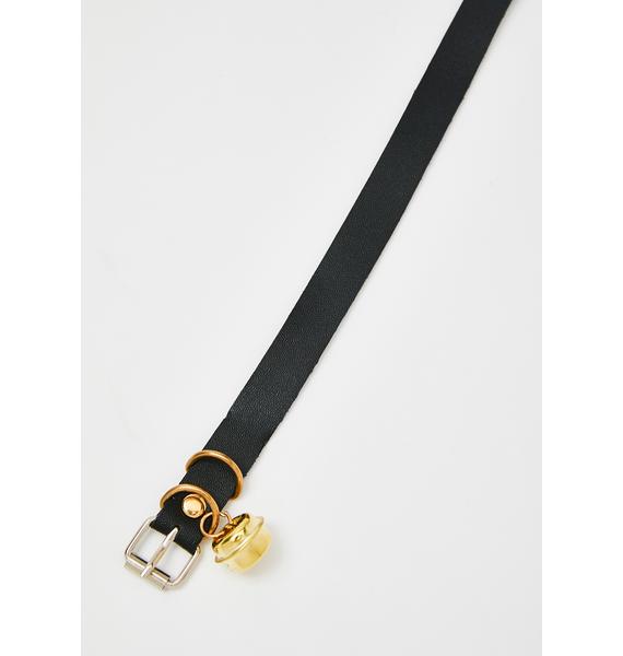 Bell Belt Buckle Choker Black Gold Dolls Kill