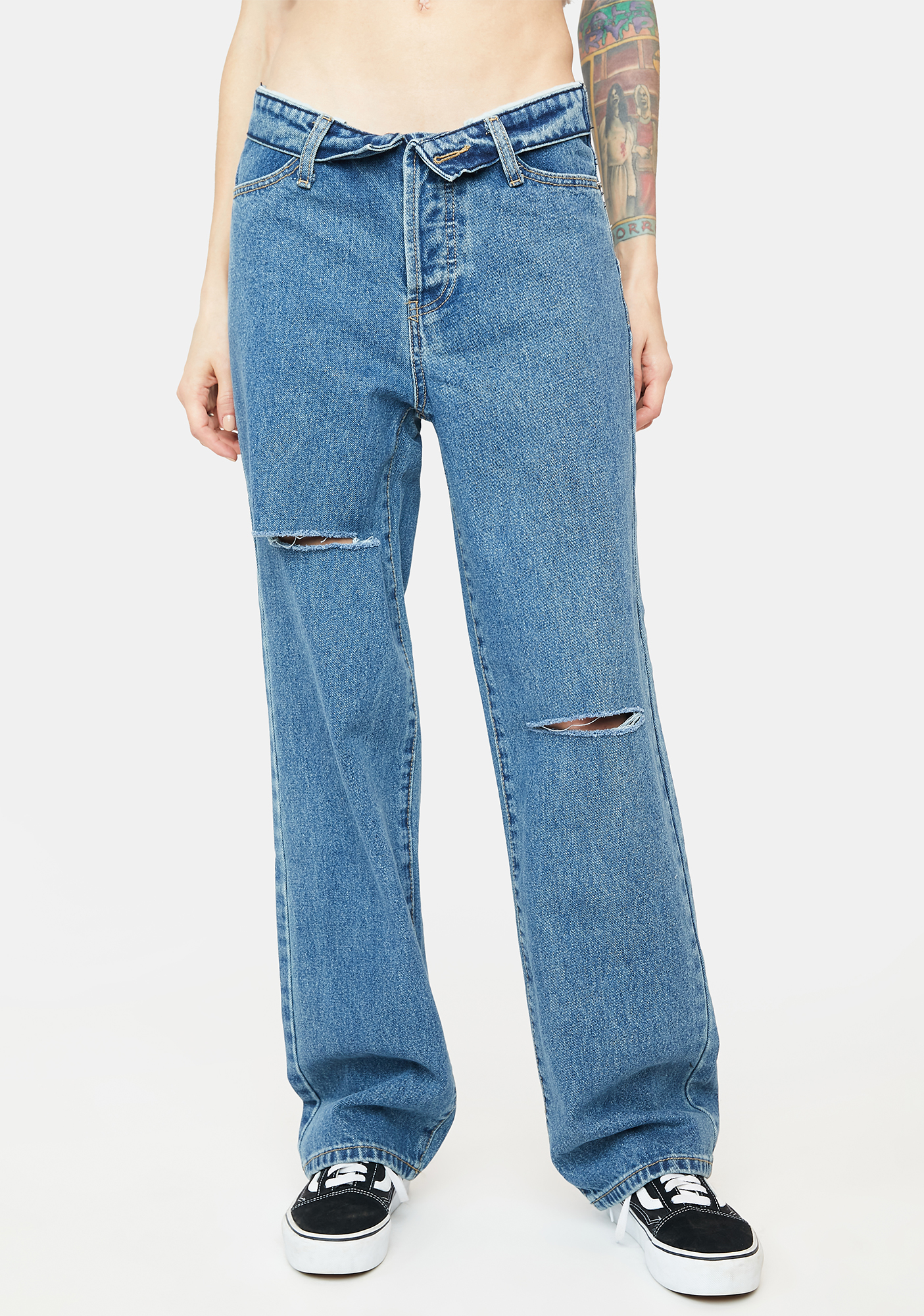 Edikted Low Rise Folded Waist Jeans 