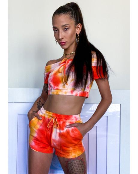 tie dye biker shorts and shirt set