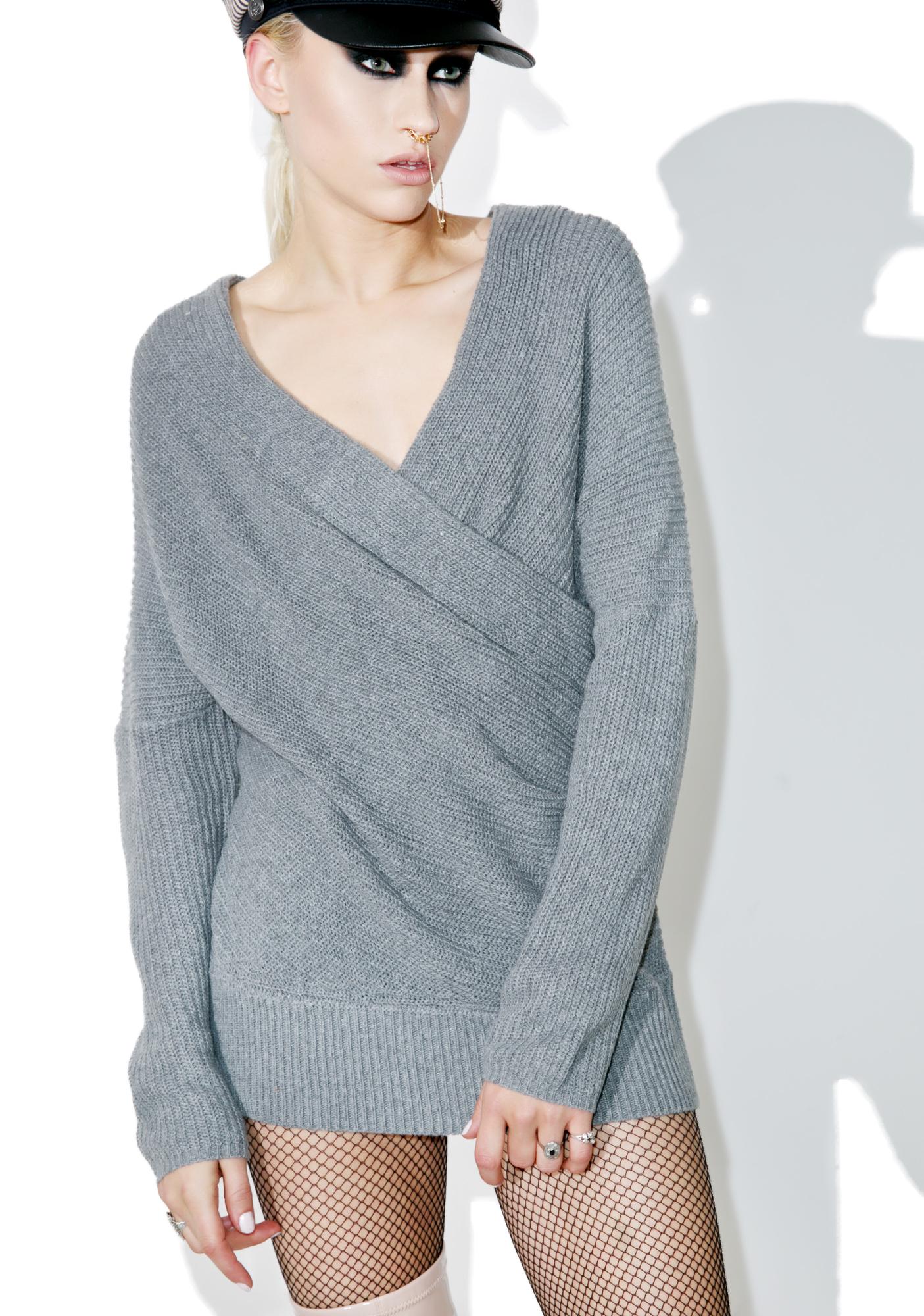 gray wrap sweater