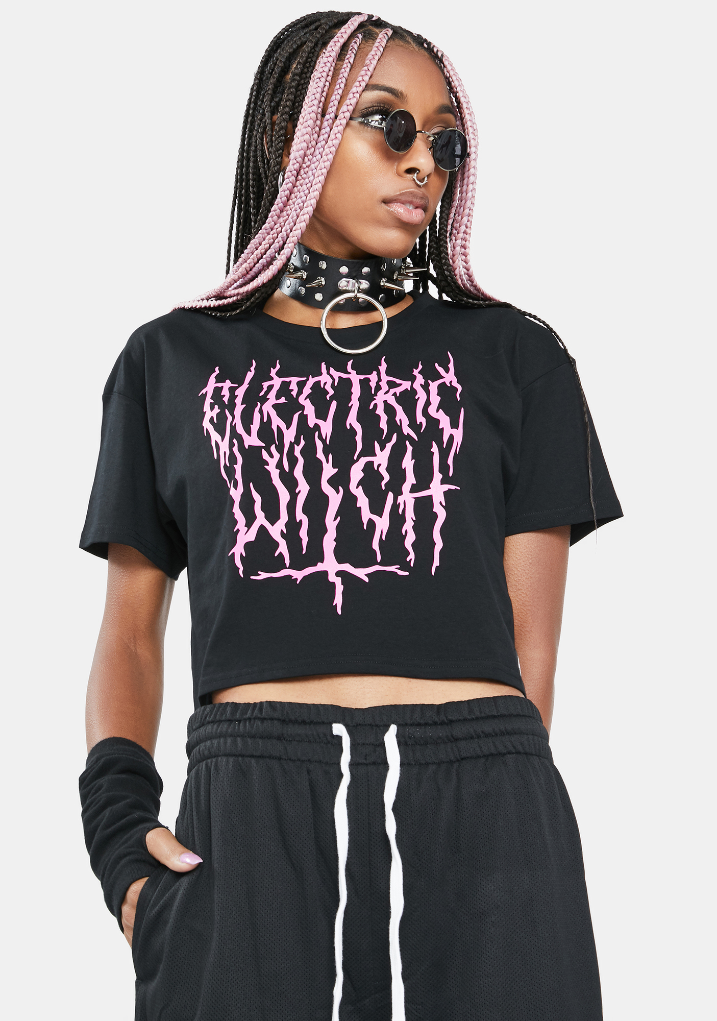 Electric Witch Metal Graphic Crop Top | Dolls Kill