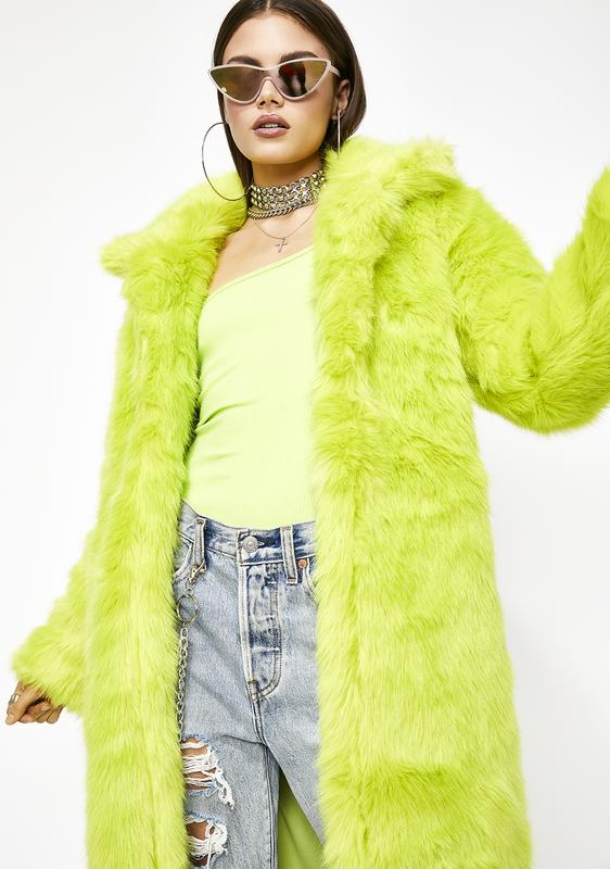 green fuzzy coat