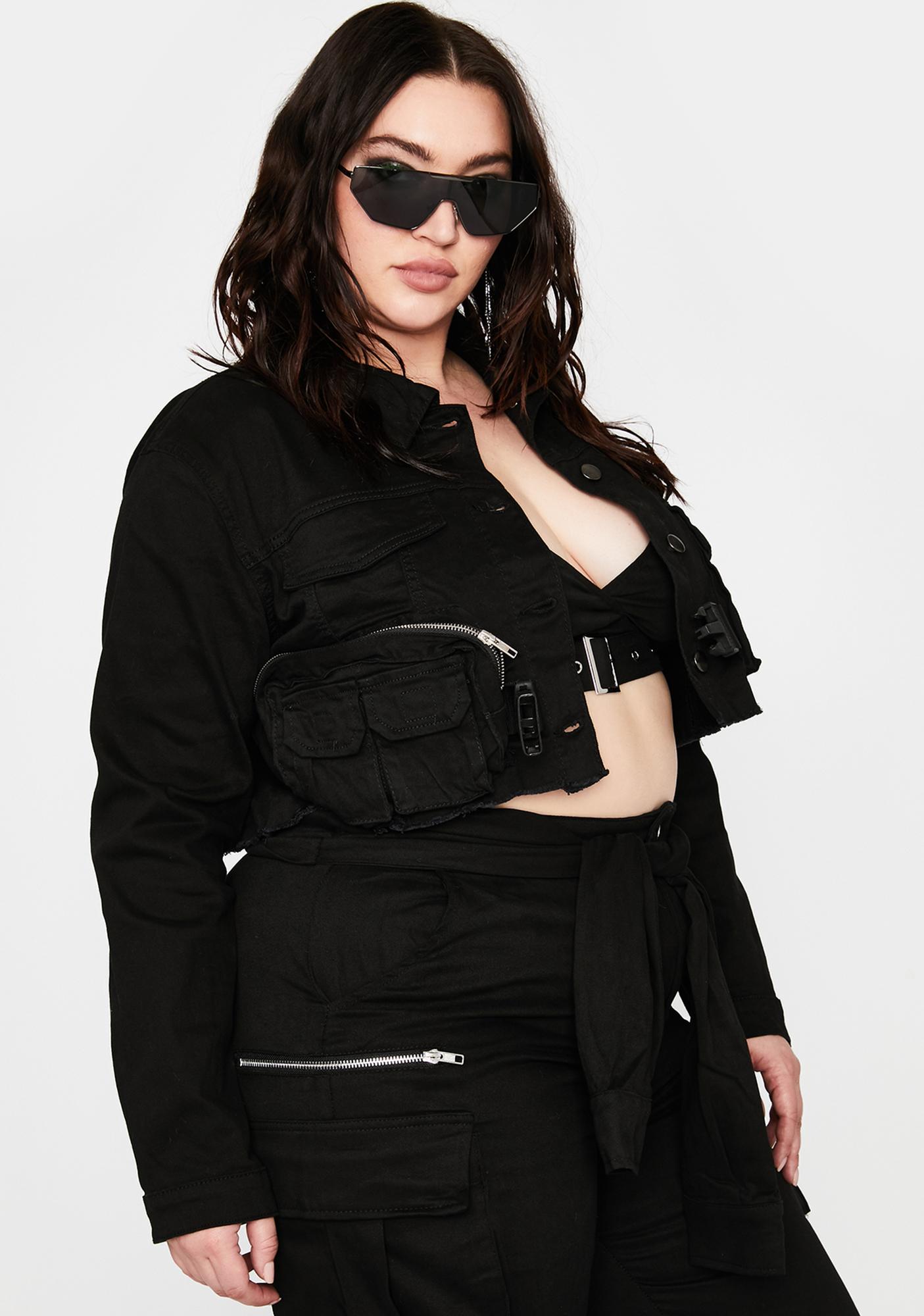 black cropped jacket plus size